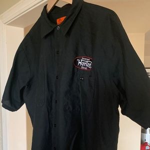 Vintage Reverend Horton Heat Black Button Down Red Cap Work Shirt